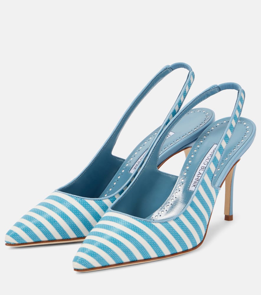 Manolo Blahnik Allurafia 90 striped slingback pumps
