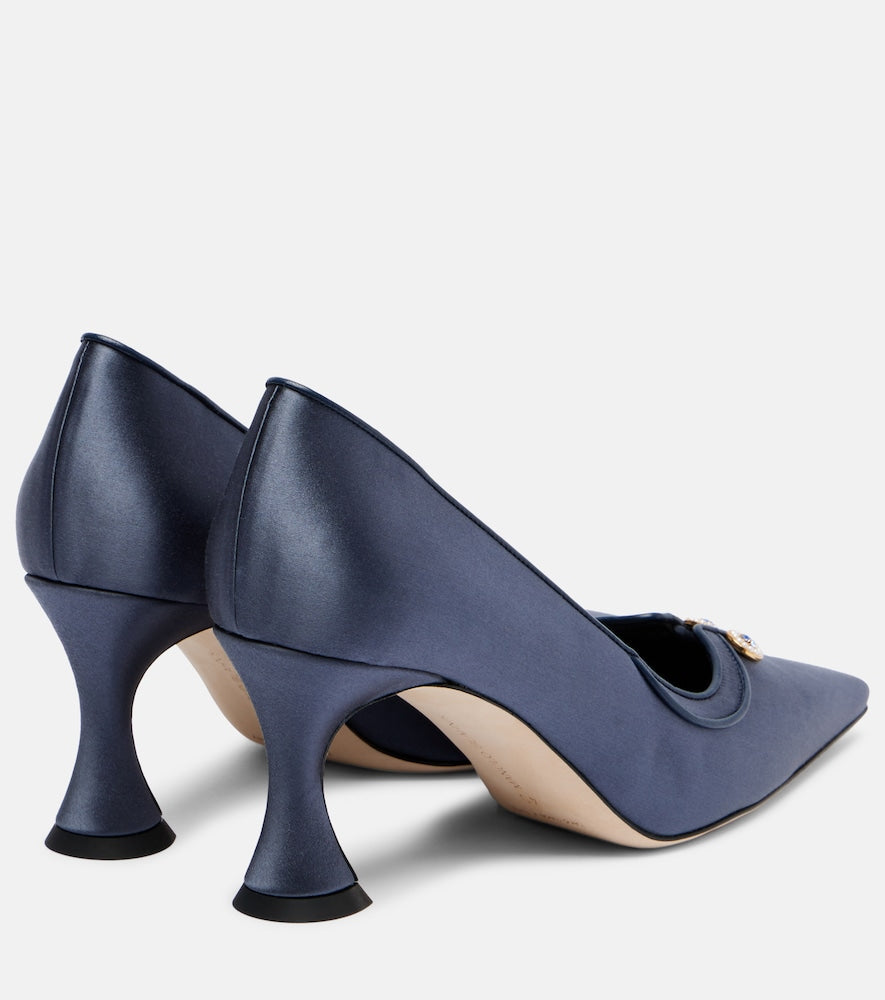 Manolo Blahnik Amala 70 embellished satin pumps