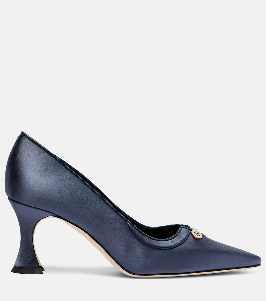 Manolo Blahnik Amala 70 embellished satin pumps
