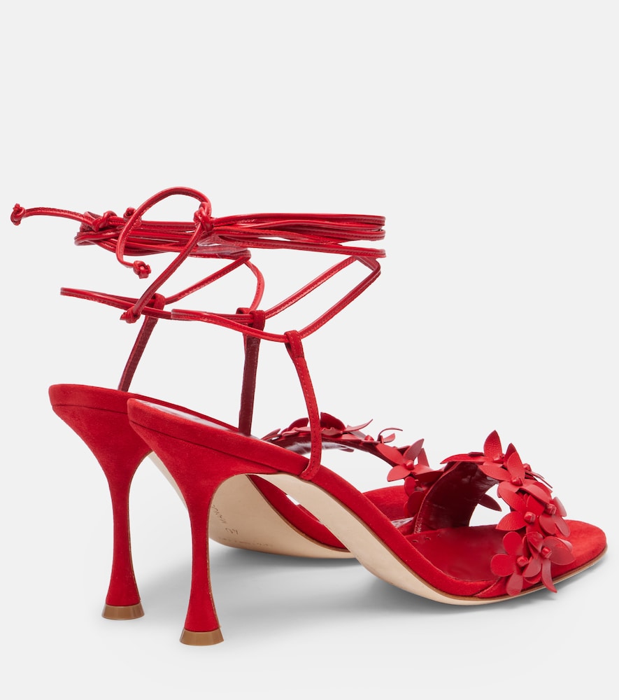 Manolo Blahnik Anista floral-applique leather sandals