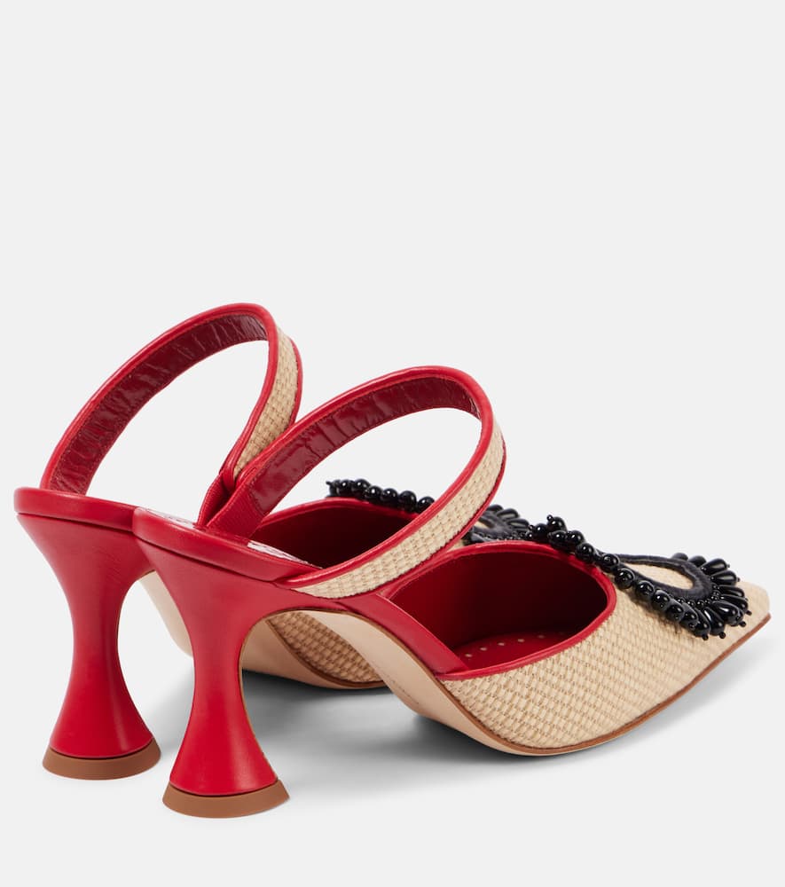 Manolo Blahnik Atika 90 embellished raffia mules