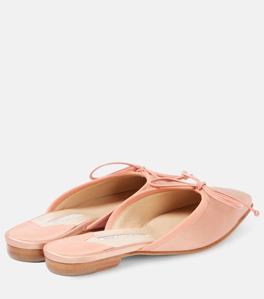 Manolo Blahnik Ballerimu leather-trimmed satin mules
