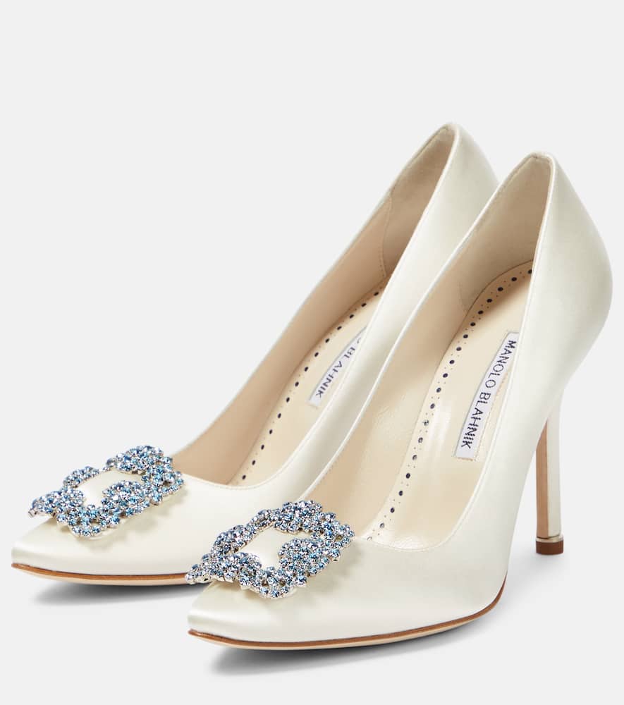 Manolo Blahnik Bridal Hangisi 105 embellished satin pumps