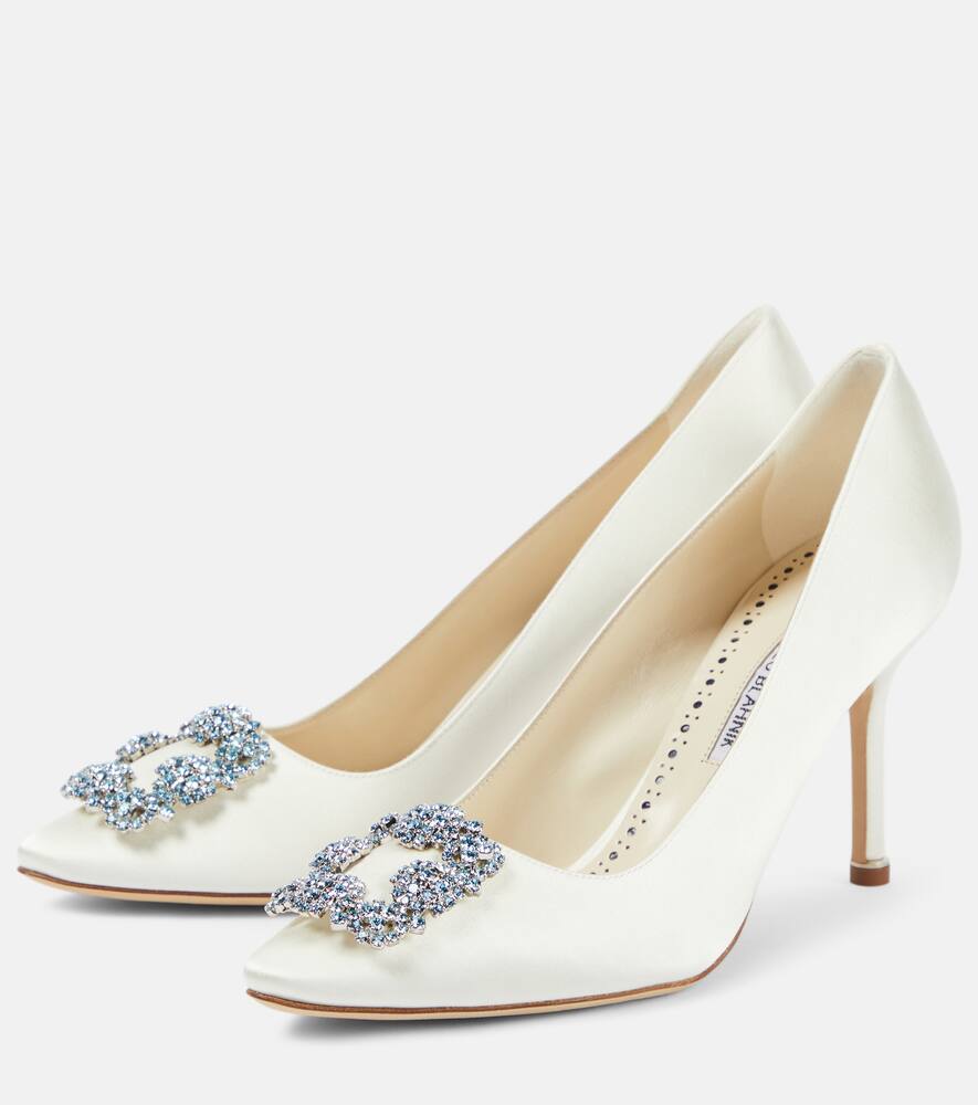 Manolo Blahnik Bridal Hangisi 90 embellished satin pumps