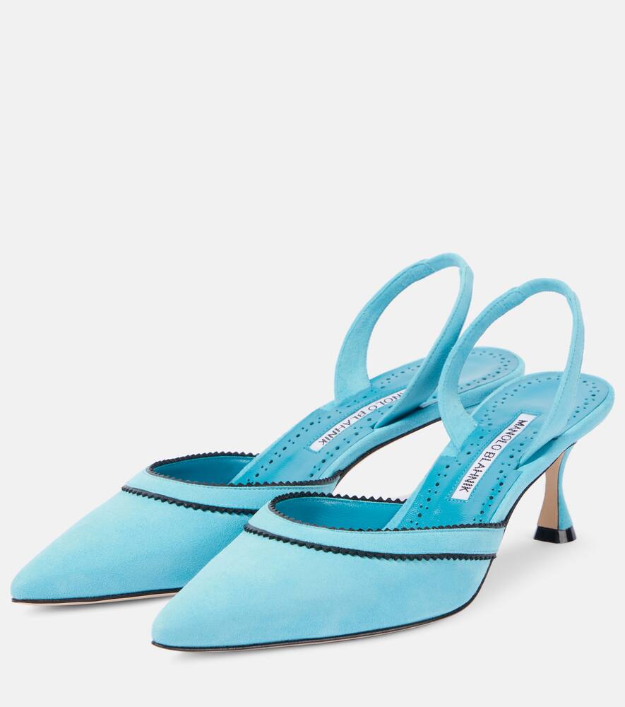 Manolo Blahnik Brontiasli suede slingback pumps