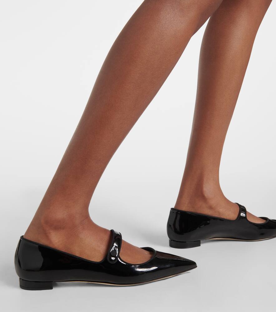 Manolo Blahnik Campari patent leather Mary Jane flats