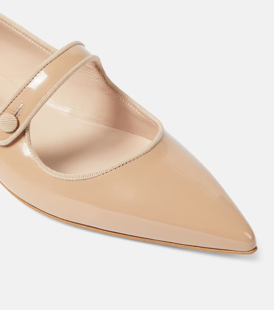 Manolo Blahnik Campari patent leather ballet flats