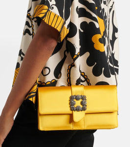 Manolo Blahnik Capri embellished satin clutch