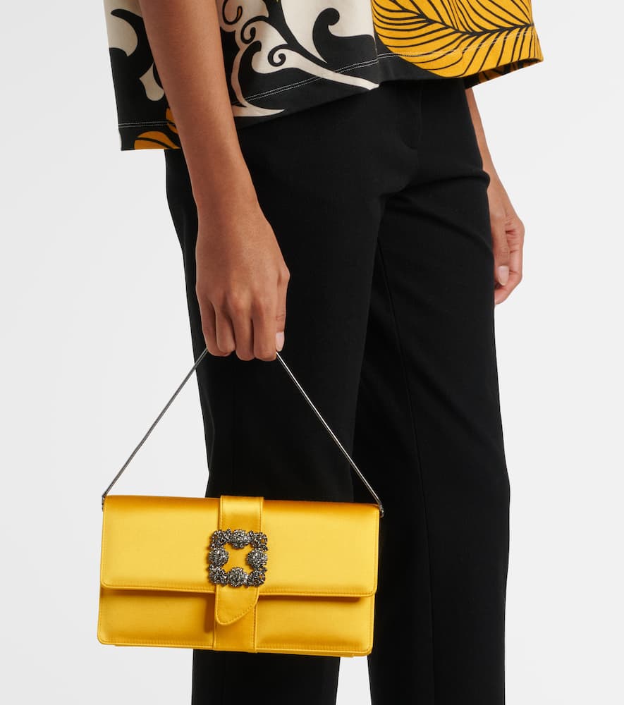 Manolo Blahnik Capri embellished satin clutch