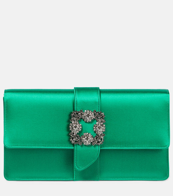 Manolo Blahnik Capri embellished satin clutch. Shop Manolo Blahnik Clutches for women now.