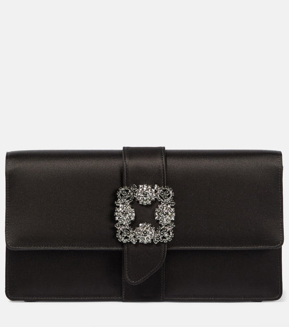 Manolo Blahnik Capri embellished satin clutch. Shop Manolo Blahnik Clutches for women now.
