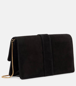 Manolo Blahnik Capri embellished suede clutch