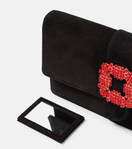Manolo Blahnik Capri embellished suede clutch