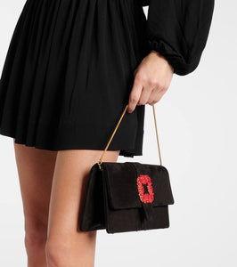 Manolo Blahnik Capri embellished suede clutch
