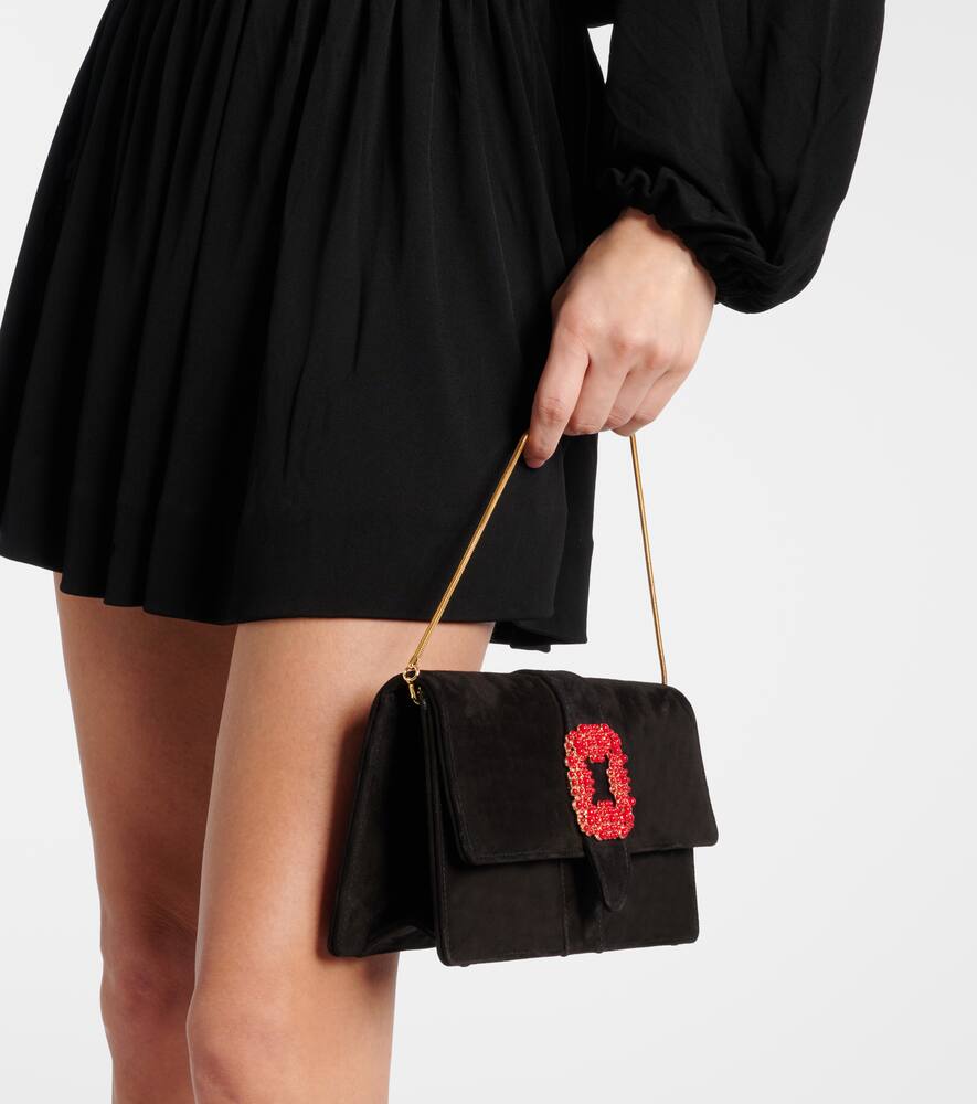 Manolo Blahnik Capri embellished suede clutch
