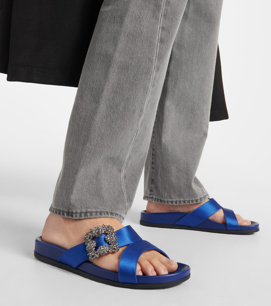 Manolo Blahnik Chilanghi embellished satin sandals