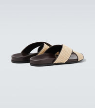 Manolo Blahnik Chiltern leather-trimmed raffia slides
