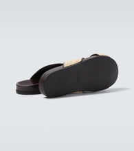 Manolo Blahnik Chiltern leather-trimmed raffia slides