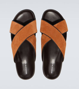 Manolo Blahnik Chiltern suede slides