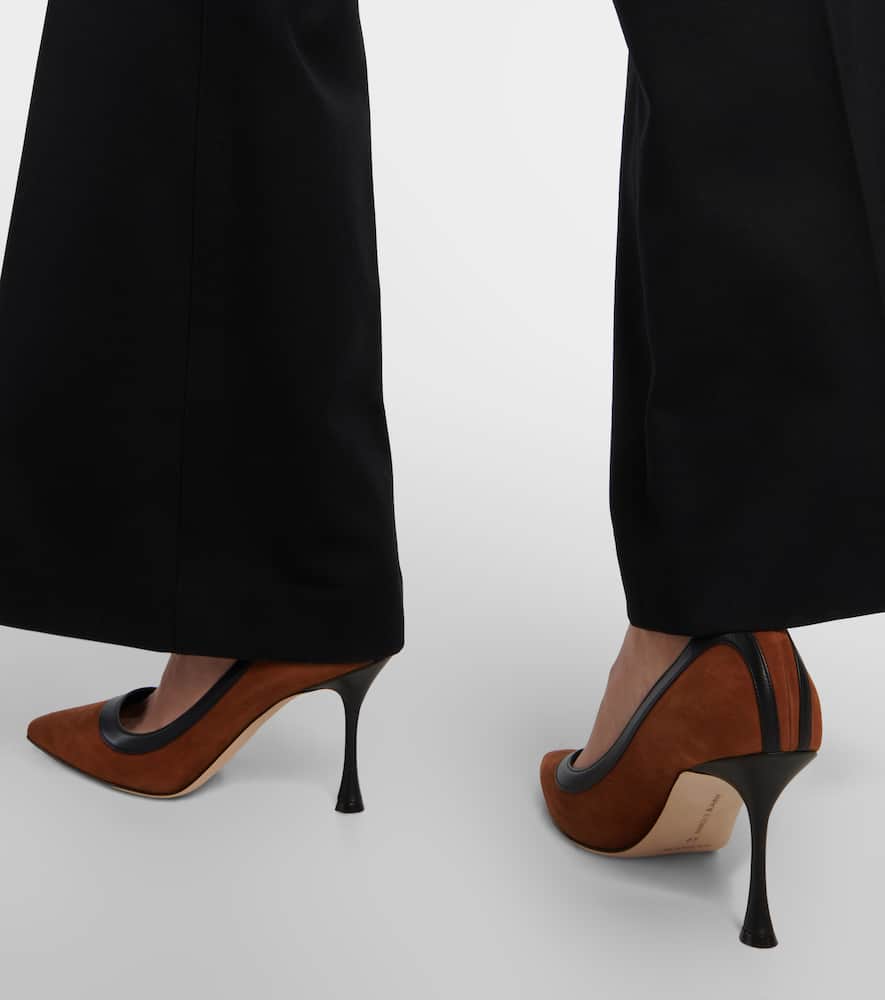 Manolo Blahnik Dalina 90 leather-trimmed suede pumps