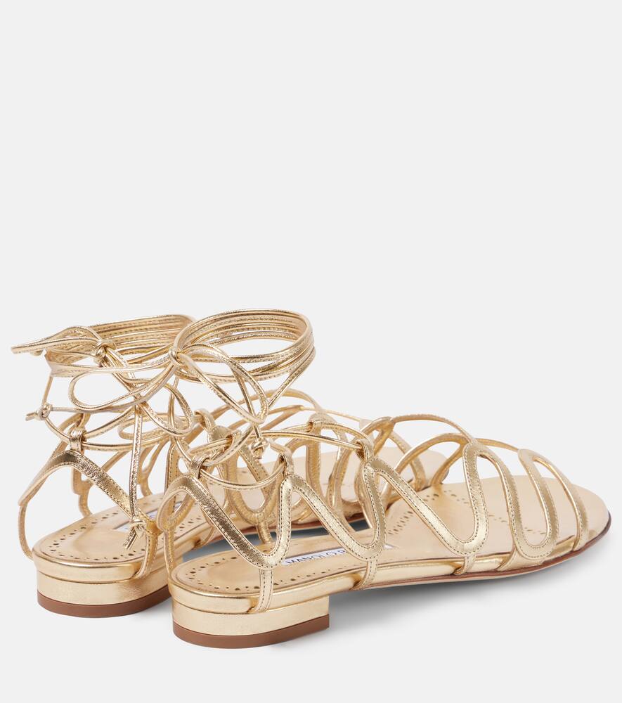 Manolo Blahnik Fawdaflat metallic leather sandals