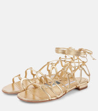 Manolo Blahnik Fawdaflat metallic leather sandals