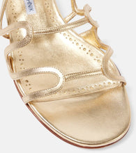 Manolo Blahnik Fawdaflat metallic leather sandals