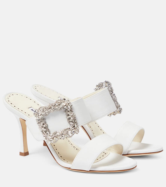 Manolo Blahnik Gable Jewel cr√É¬™pe de chine mules
