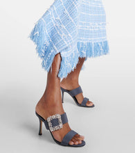 Manolo Blahnik Gable Jewel embellished Cr√É¬™pe de Chine sandals