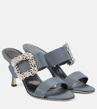 Manolo Blahnik Gable Jewel embellished Cr√É¬™pe de Chine sandals
