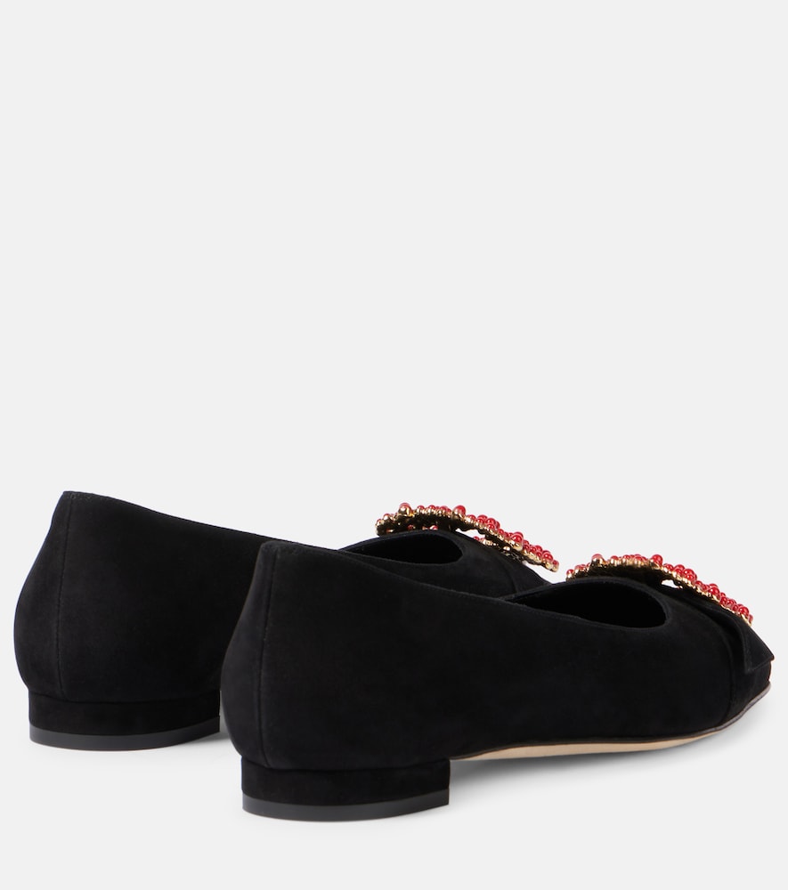 Manolo Blahnik Gifla embellished suede ballet flats