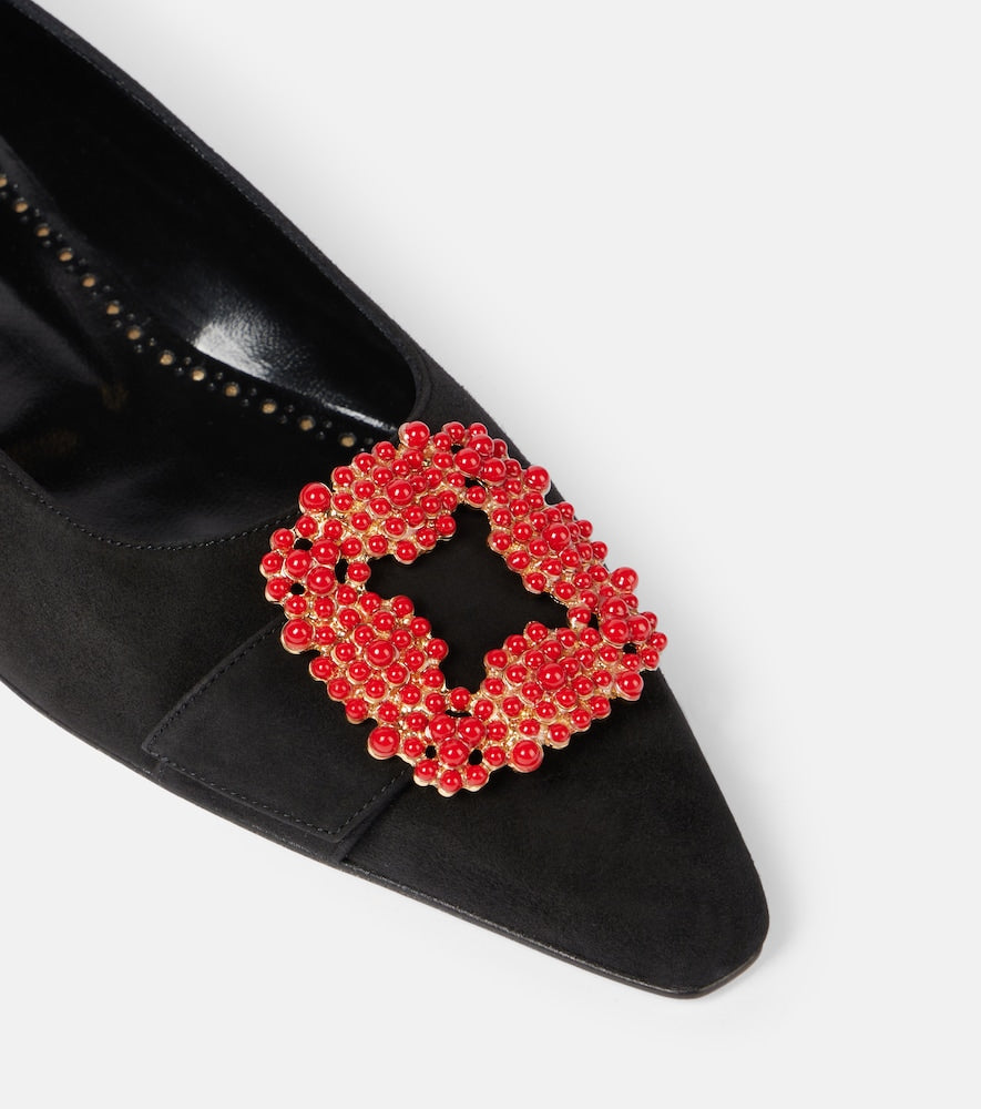Manolo Blahnik Gifla embellished suede ballet flats