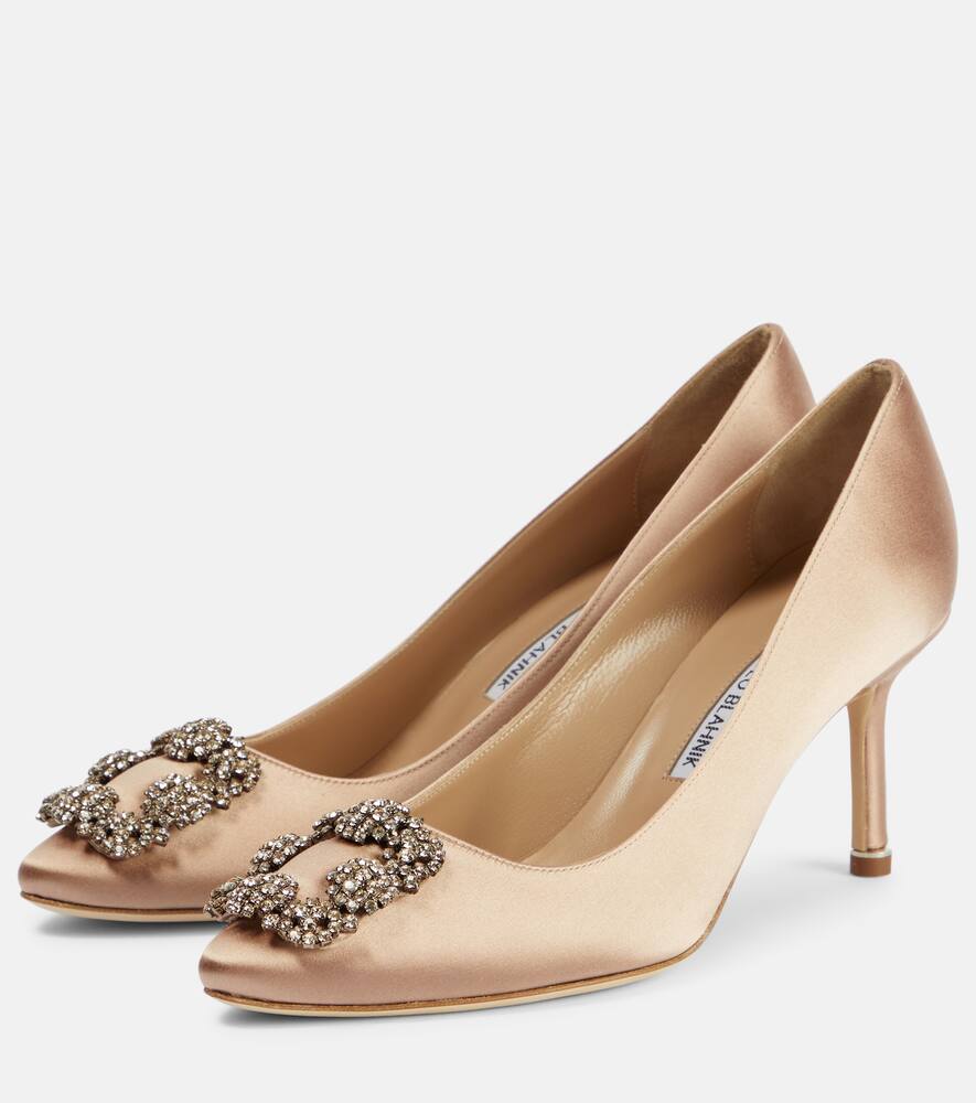 Manolo Blahnik Hangisi 70 embellished satin pumps