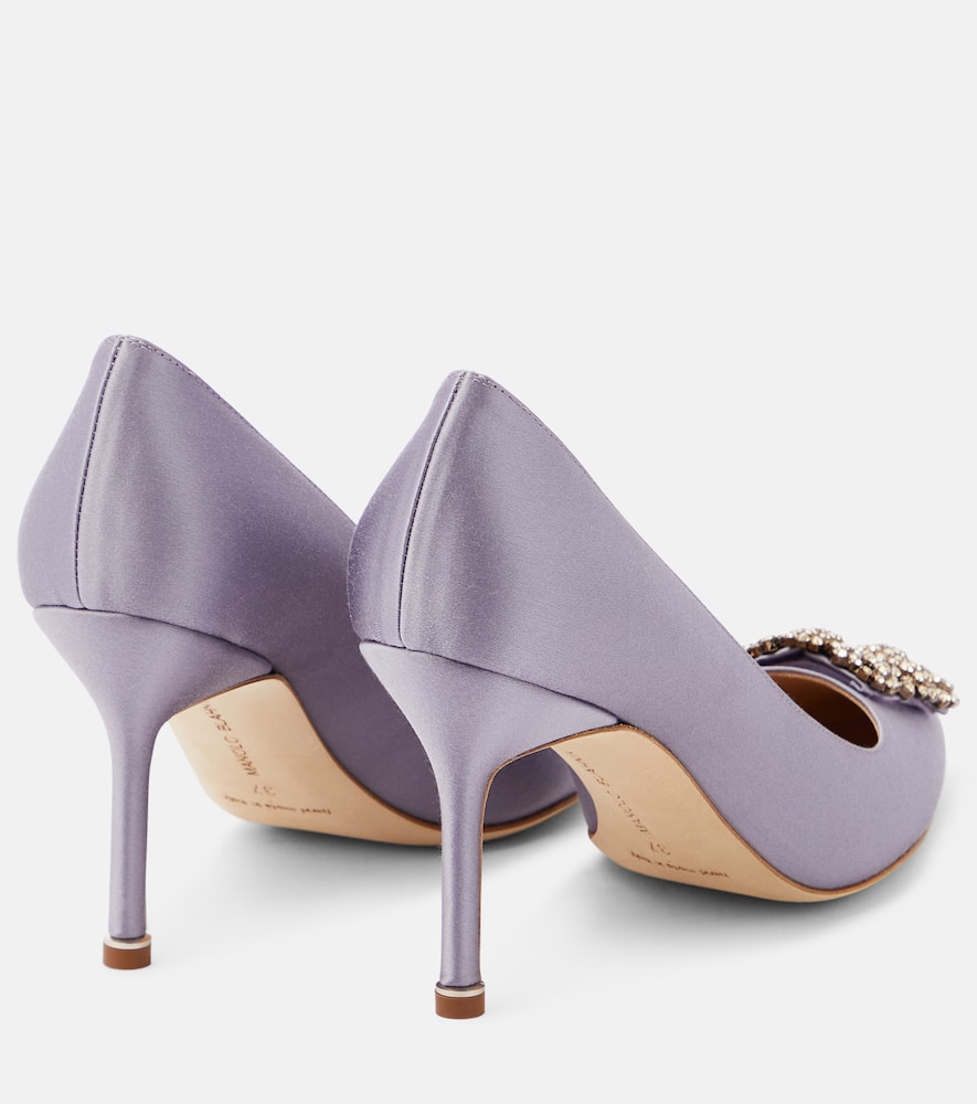 Manolo Blahnik Hangisi 90 embellished satin pumps