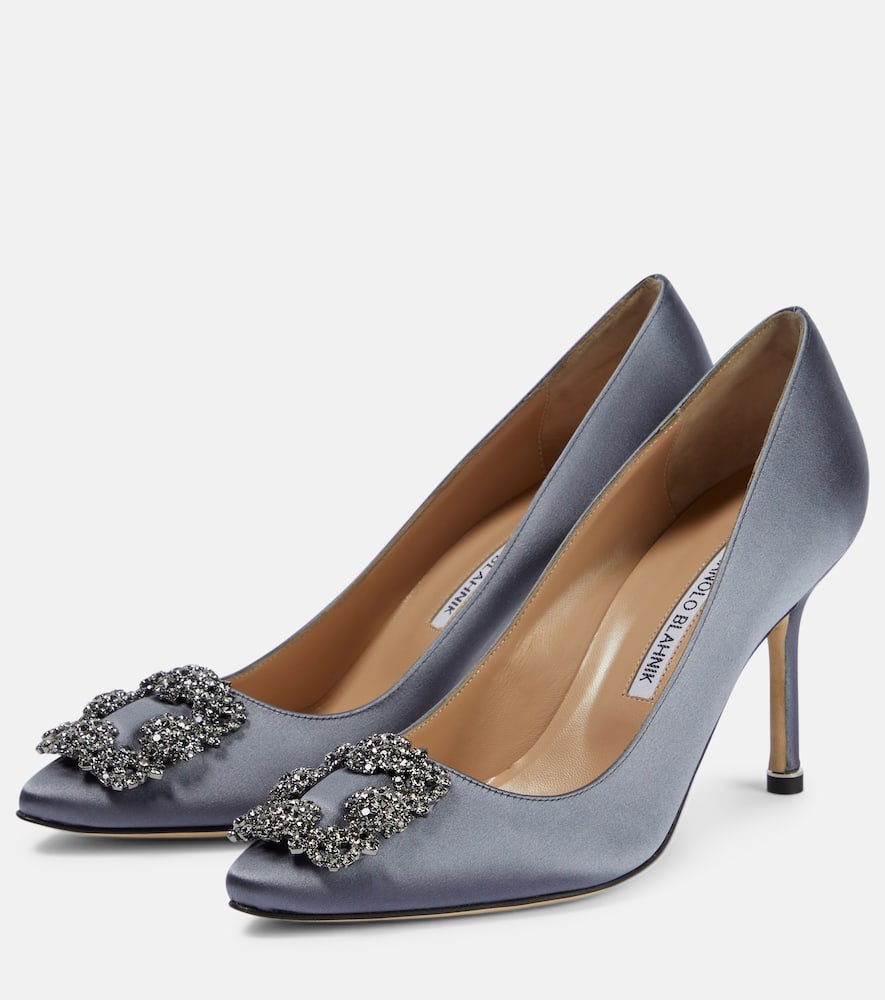 Manolo Blahnik Hangisi 90 embellished satin pumps