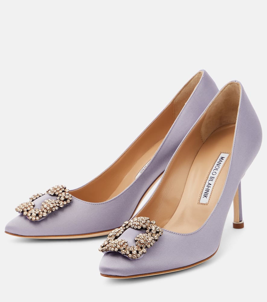Manolo Blahnik Hangisi 90 embellished satin pumps