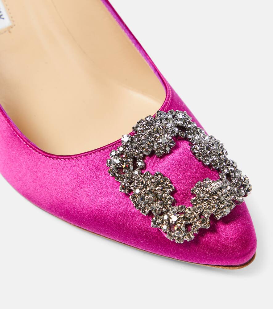 Manolo Blahnik Hangisi 90 embellished satin pumps
