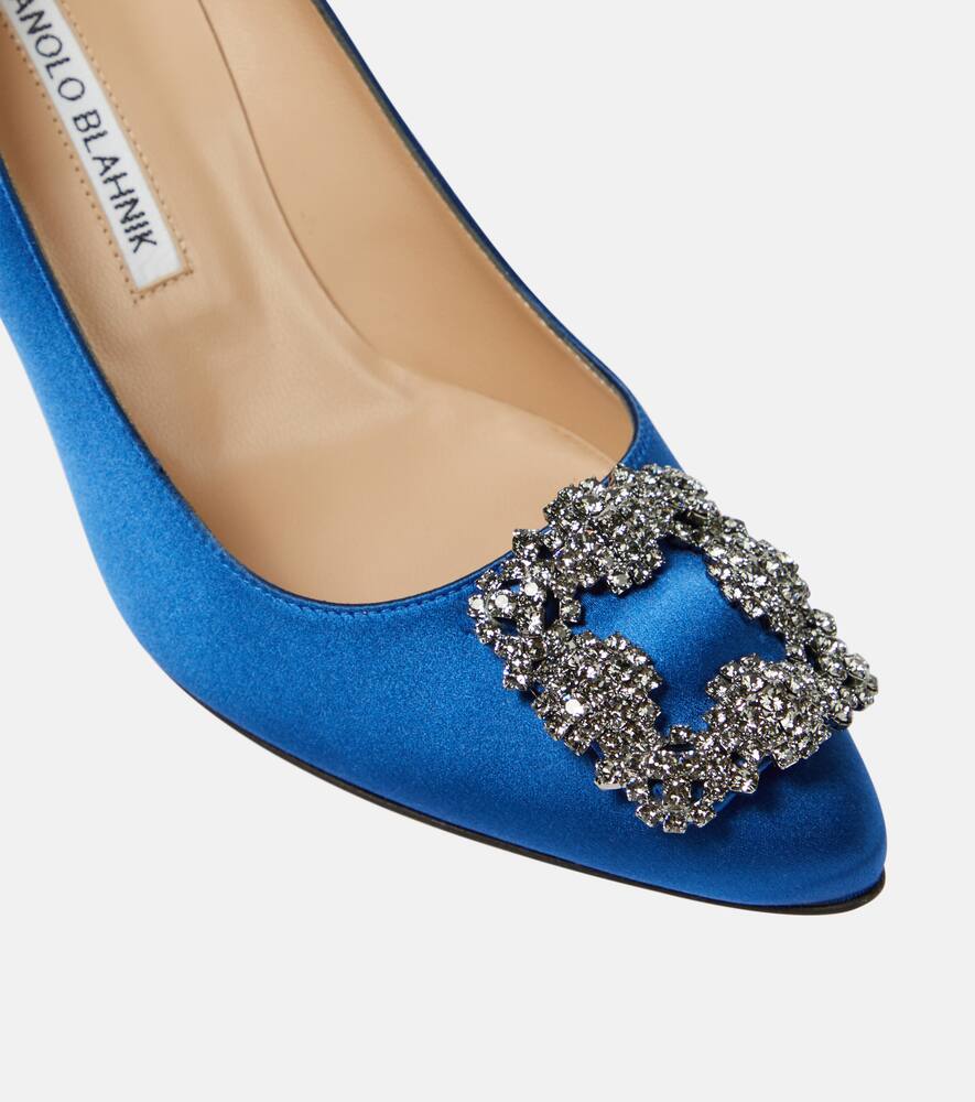 Manolo Blahnik Hangisi 90 embellished satin pumps