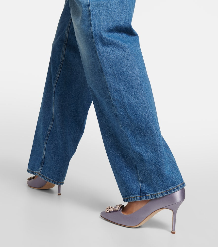 Manolo Blahnik Hangisi 90 embellished satin pumps
