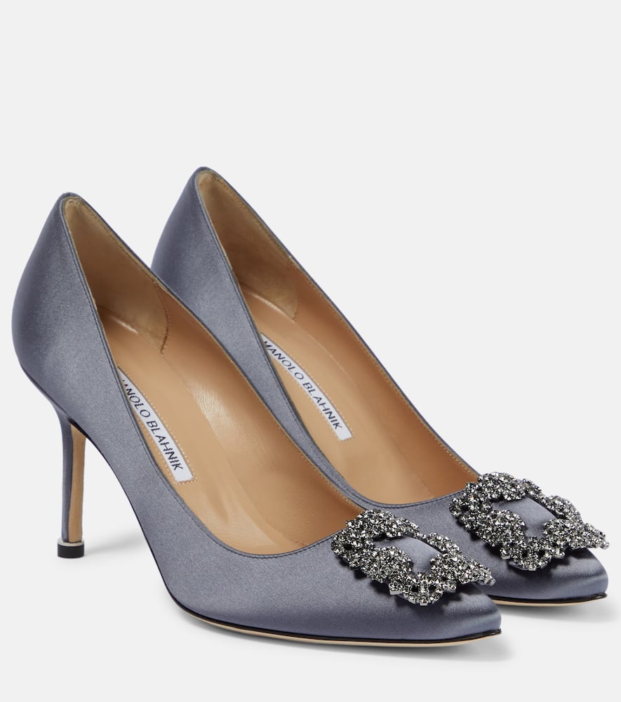 Manolo Blahnik Hangisi 90 embellished satin pumps