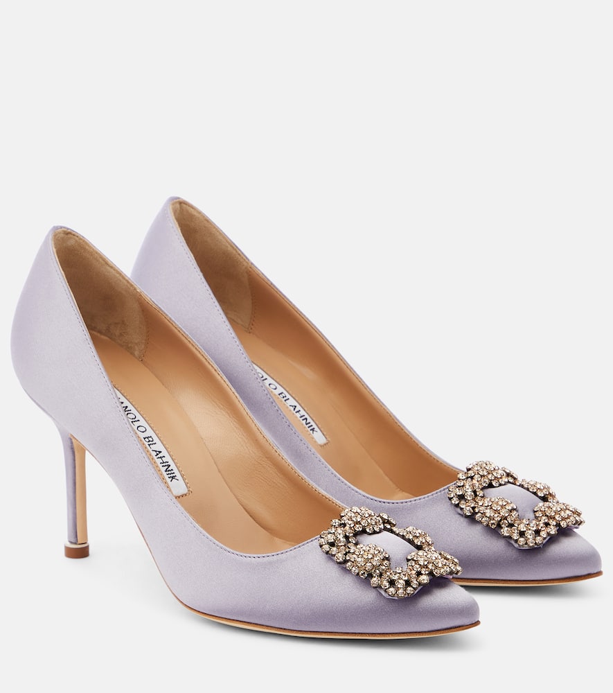 Manolo Blahnik Hangisi 90 embellished satin pumps