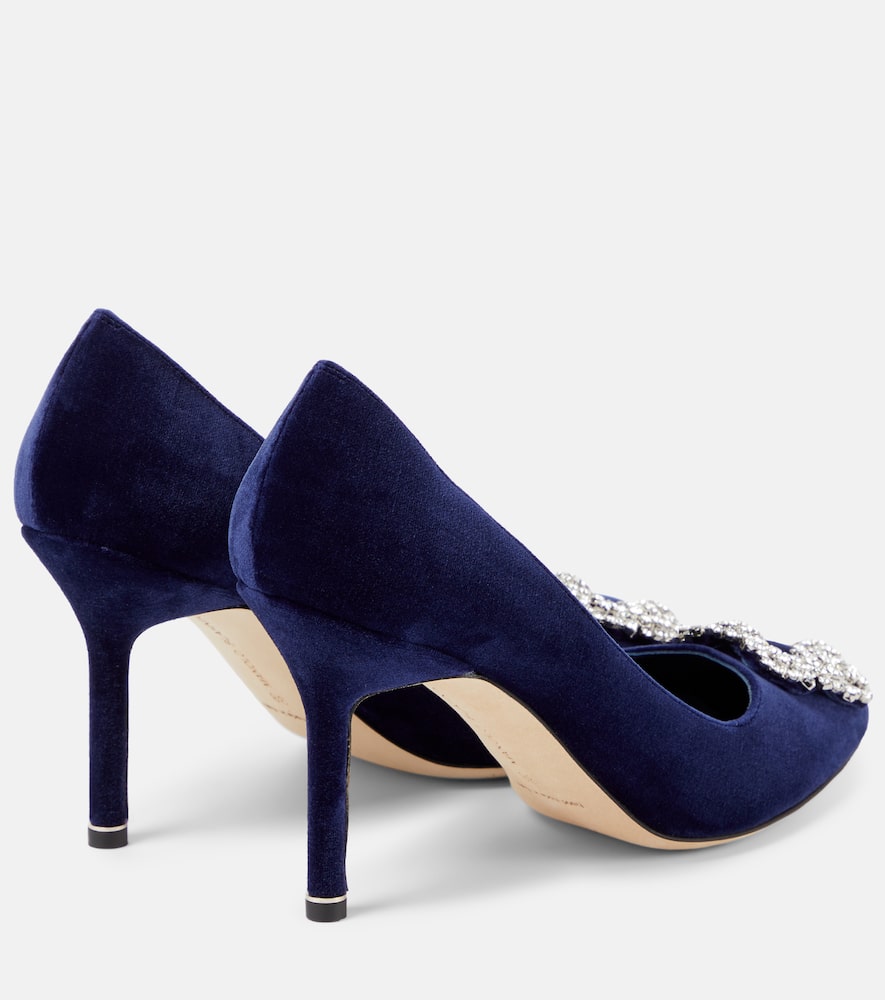 Manolo Blahnik Hangisi 90 embellished velvet pumps