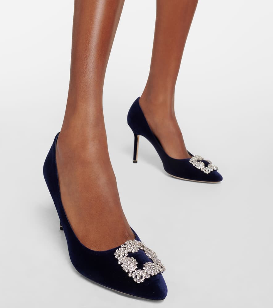 Manolo Blahnik Hangisi 90 embellished velvet pumps