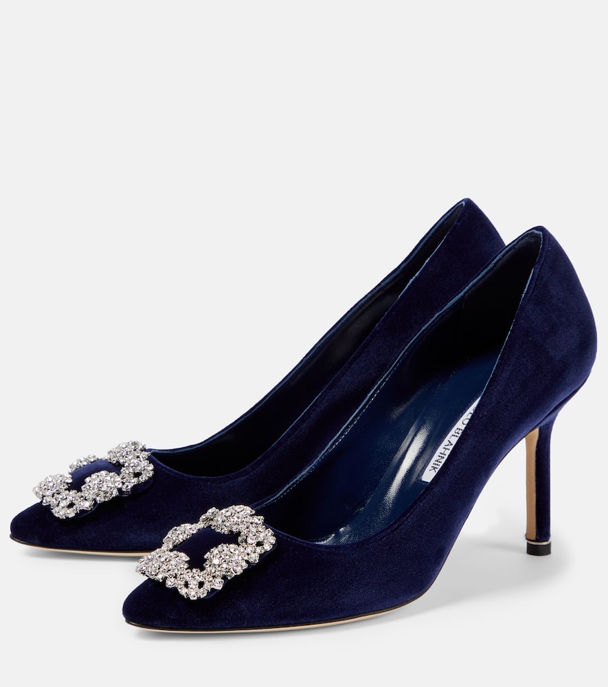 Manolo Blahnik Hangisi 90 embellished velvet pumps