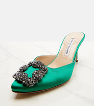 Manolo Blahnik Hangisimu 70 embellished satin mules