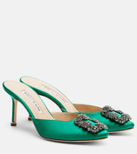 Manolo Blahnik Hangisimu 70 embellished satin mules - Manolo Blahnik Hangisimu 70 缀饰缎面穆勒鞋