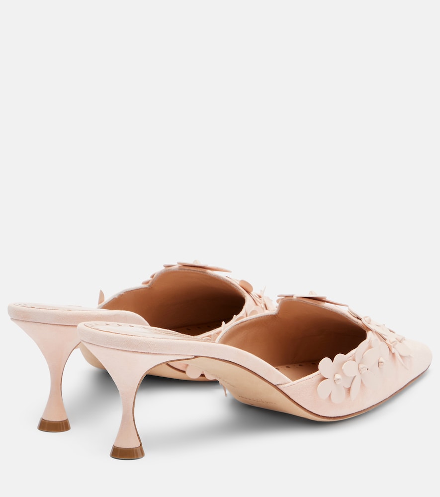 Manolo Blahnik Harnes 50 floral-applique suede mules