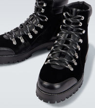 Manolo Blahnik Janka leather-trimmed velvet lace-up boots