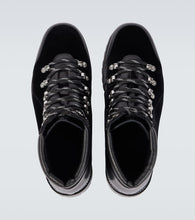 Manolo Blahnik Janka leather-trimmed velvet lace-up boots