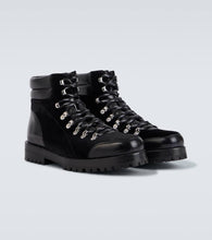 Manolo Blahnik Janka leather-trimmed velvet lace-up boots